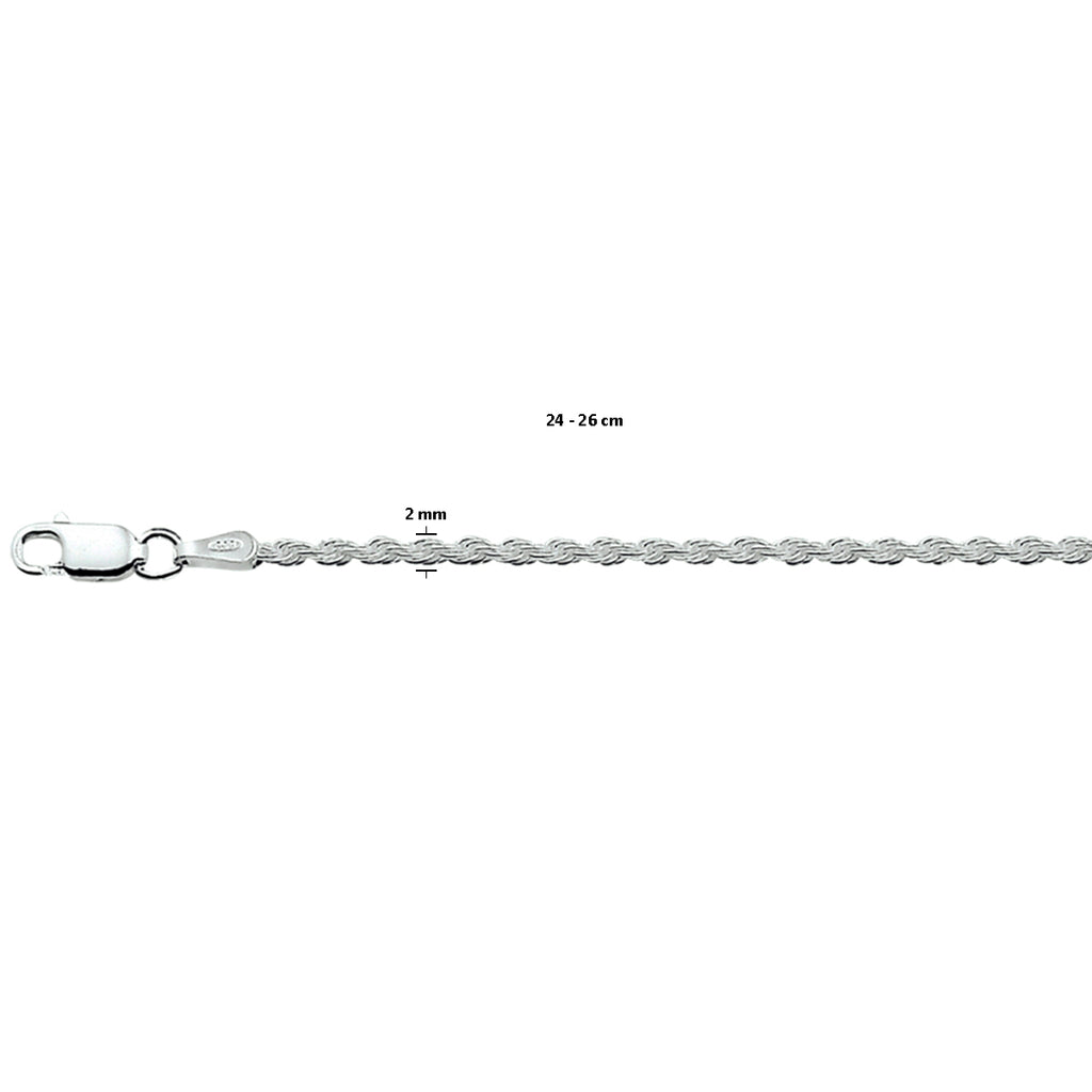 Fußkettchenkordel 2,0 mm silberweiß