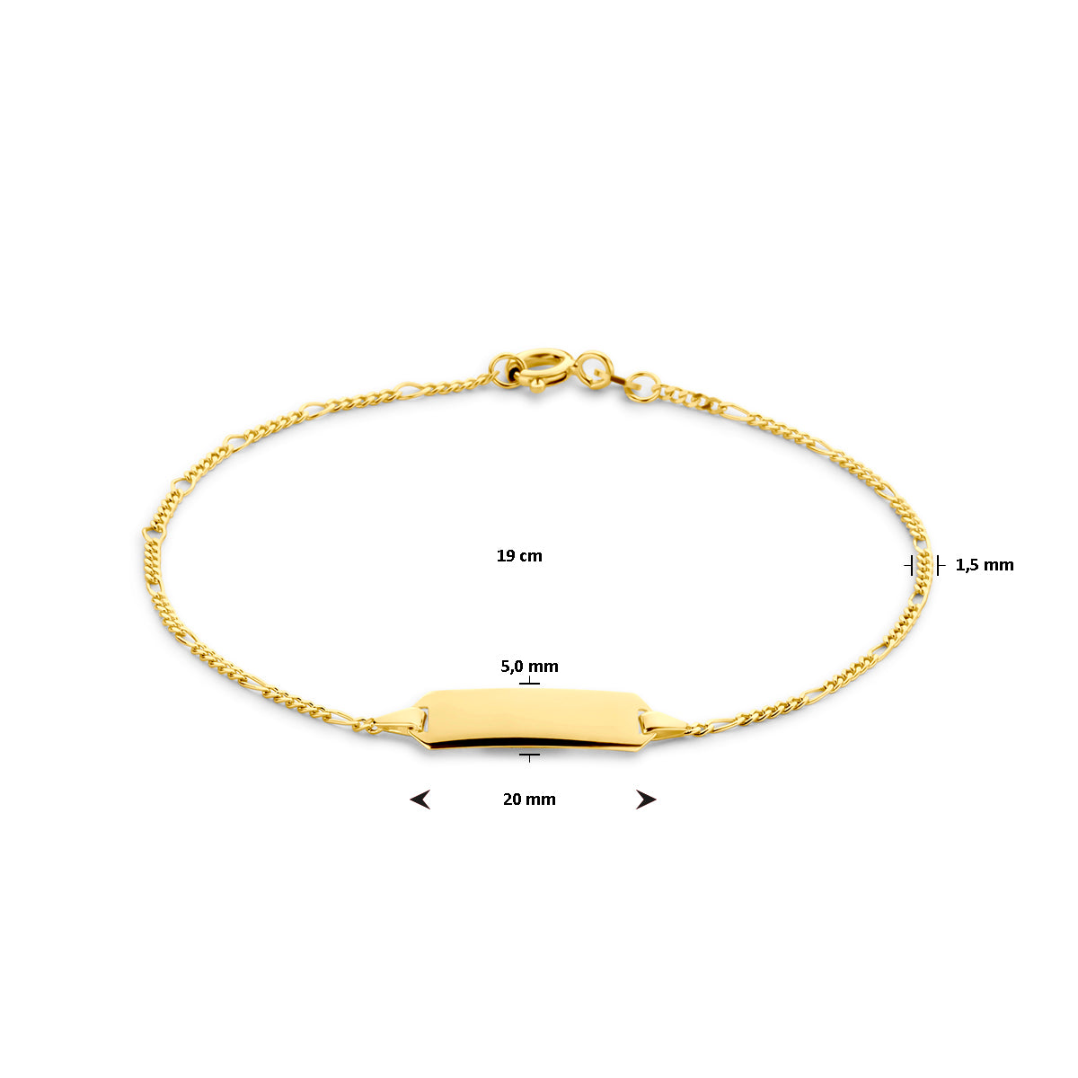 graveerarmband plaat 5 mm 15,5 - 19 cm 14K geelgoud