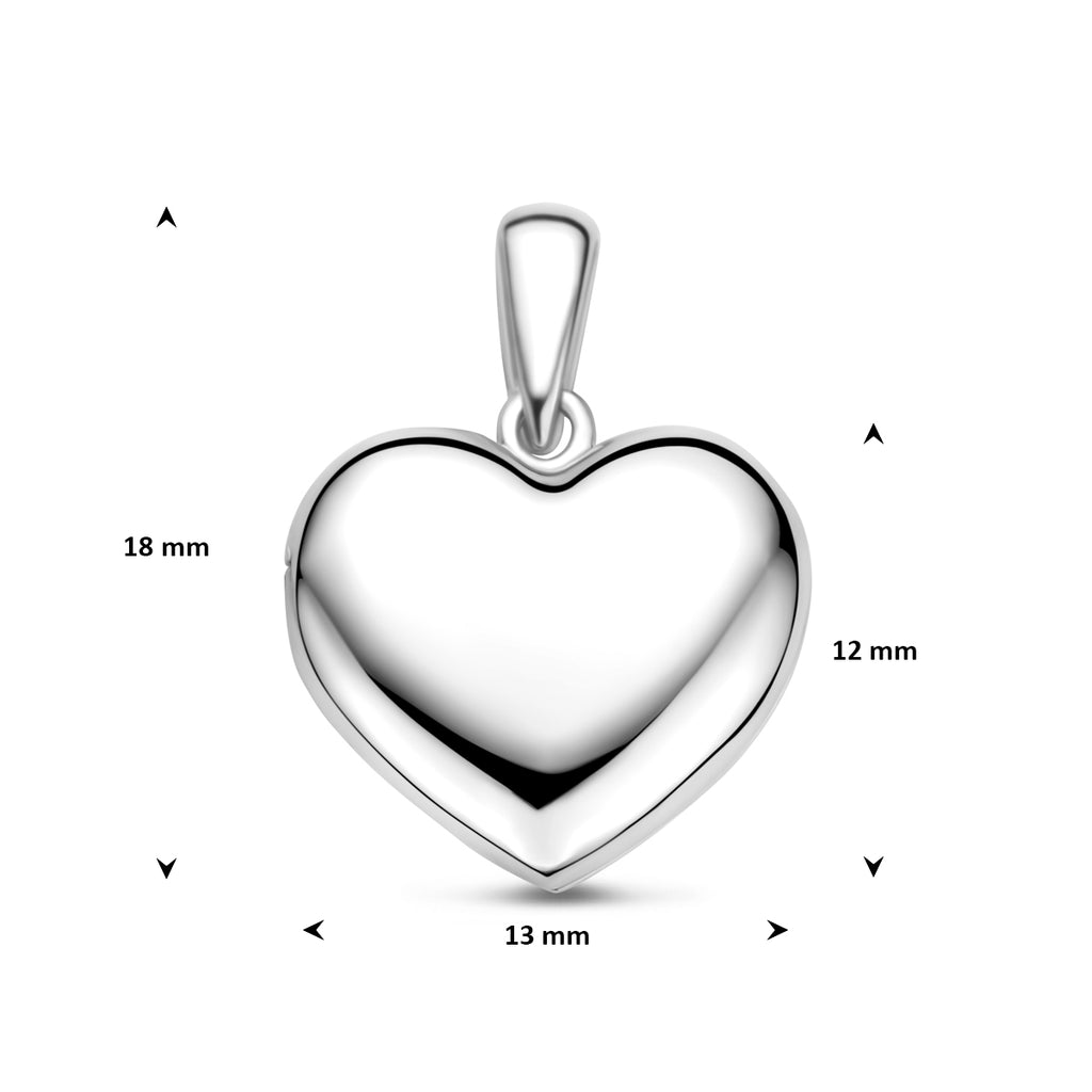 medaillon hart 12 mm zilver gerhodineerd