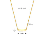 9k: collier balkje 40 - 42 - 44 cm 9K geel - blok/staaf/buis/driehoek
