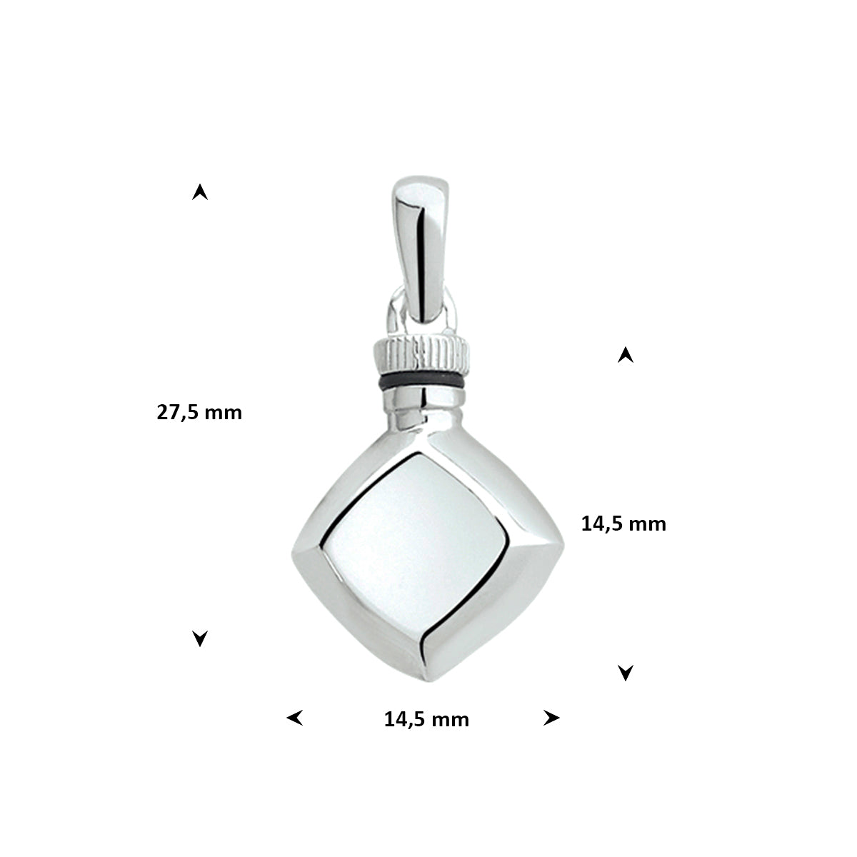 urnhanger 14,5 mm zilver gerhodineerd