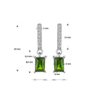 oorhangers groen en wit zirkonia zilver gerhodineerd