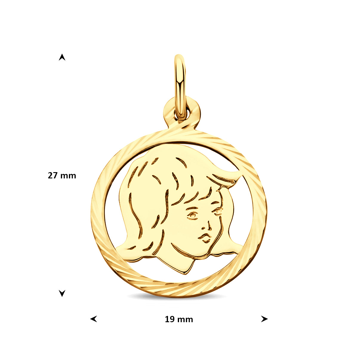 hanger meisje gediamanteerd 19 mm 14K geelgoud