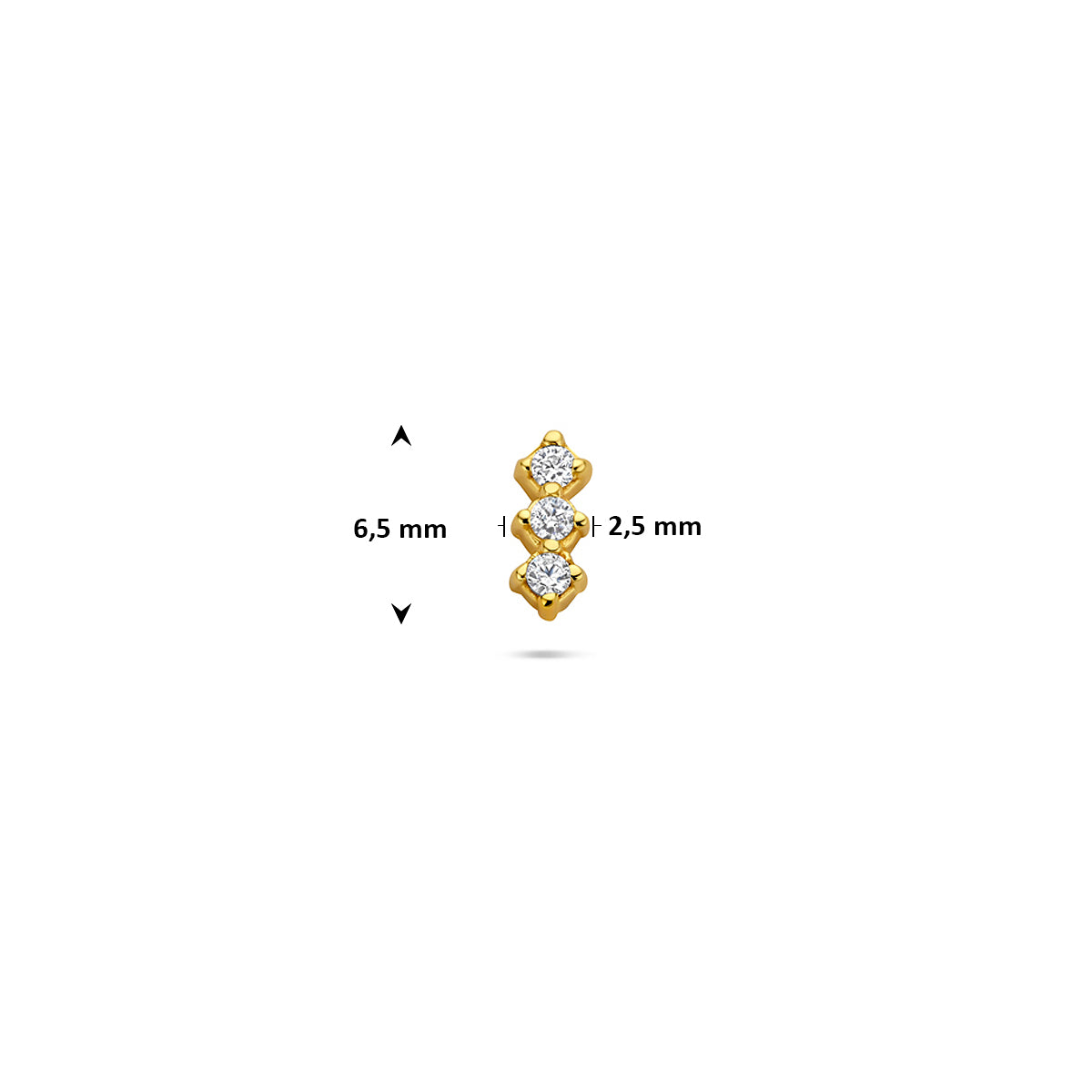 Flat Back Piercing Zirkonia 6,5 mm 1 Mikron vergoldet (gelb)