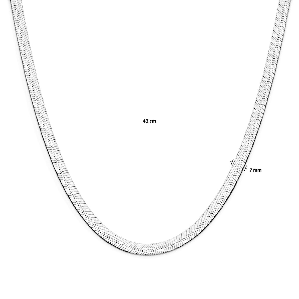 Halskette flach 43 cm rhodiniertes Silber