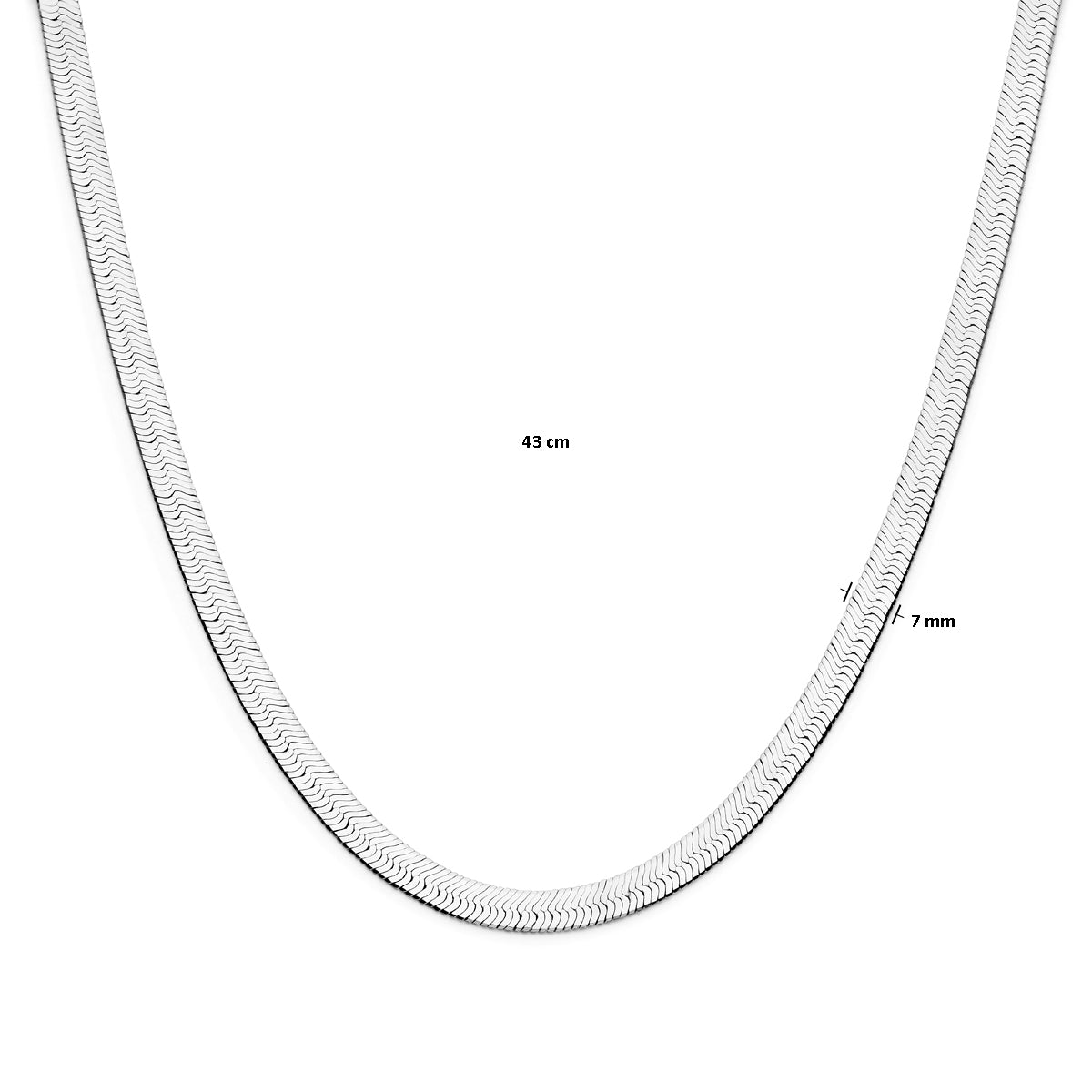 Halskette flach 43 cm rhodiniertes Silber