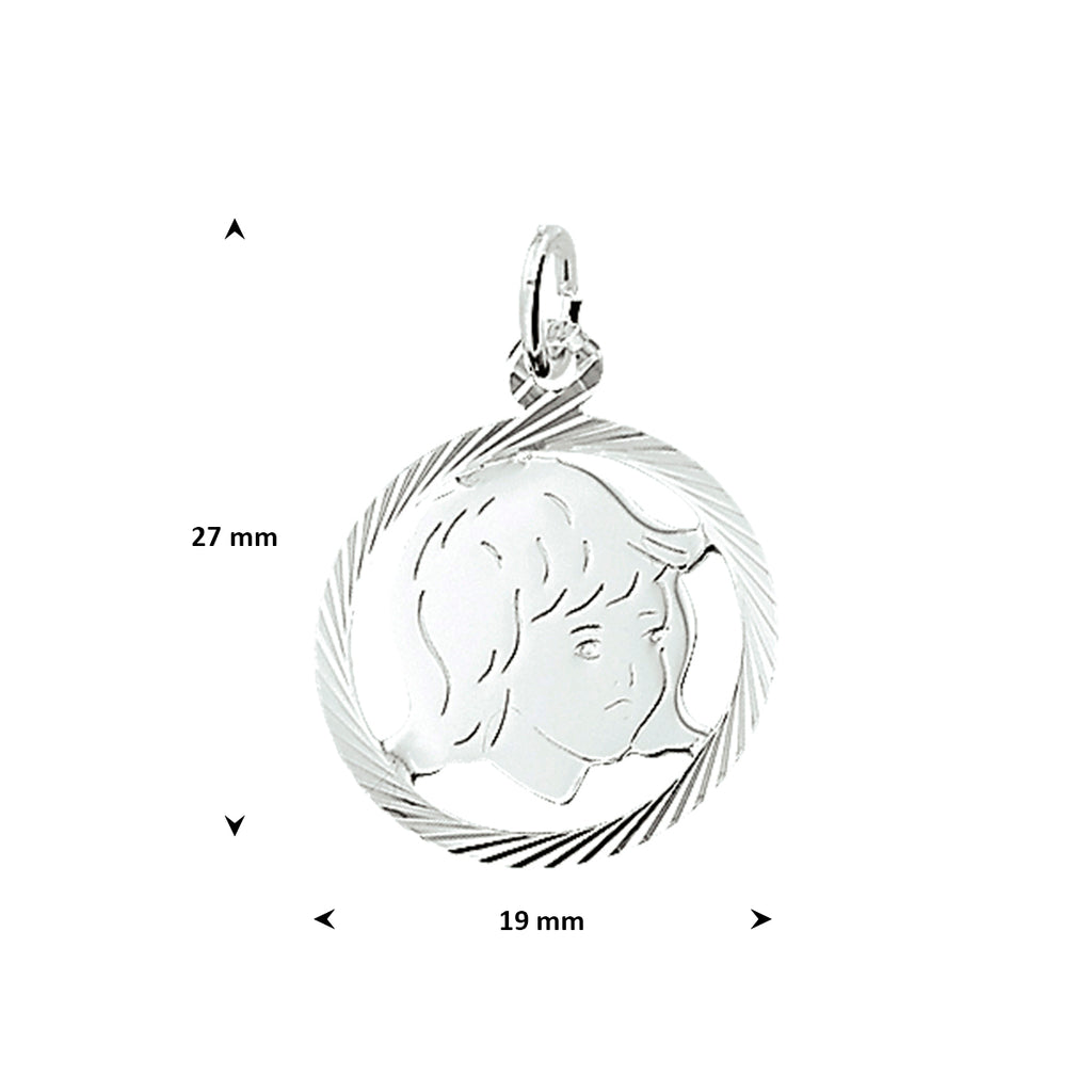 hanger meisje gediamanteerd 19 mm zilver wit
