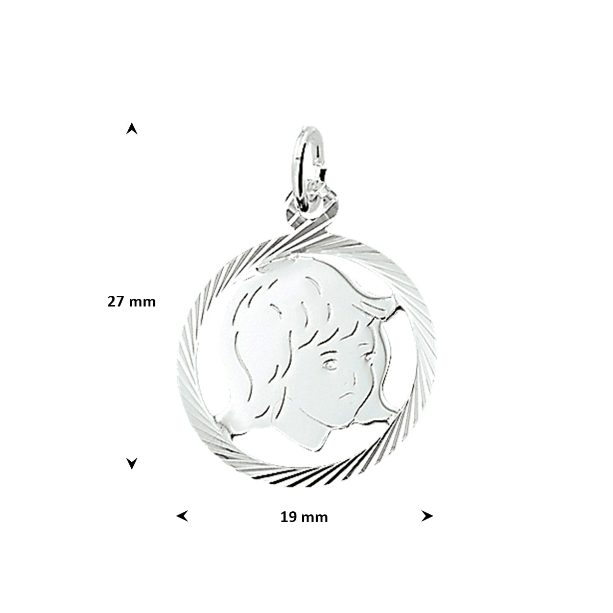 hanger meisje gediamanteerd 19 mm zilver wit