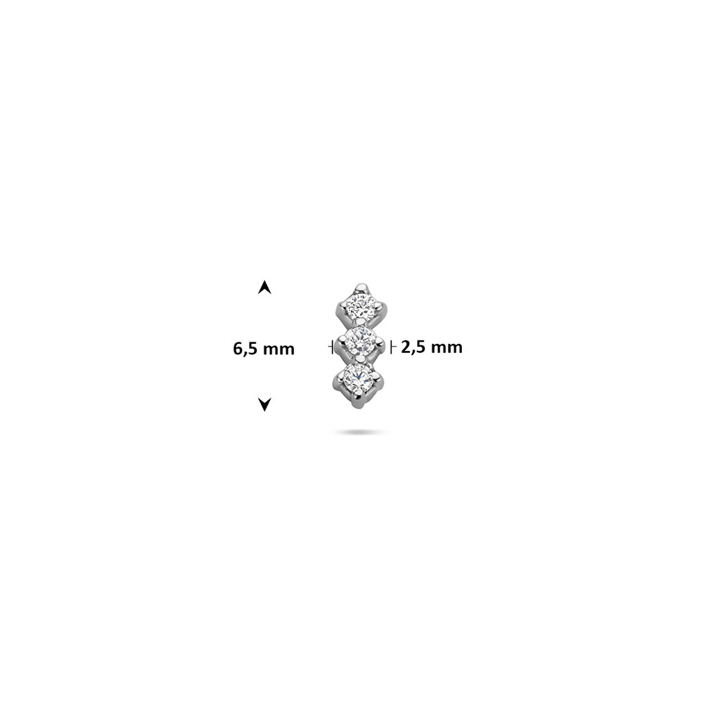 flat back piercing zirkonia 6,5 mm zilver gerhodineerd