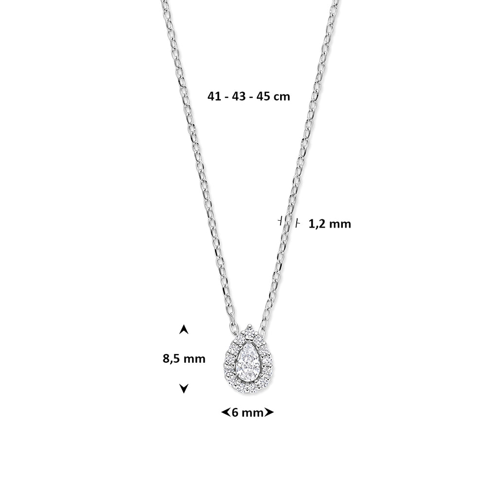 collier zirkonia 41 - 43 - 45 cm zilver gerhodineerd