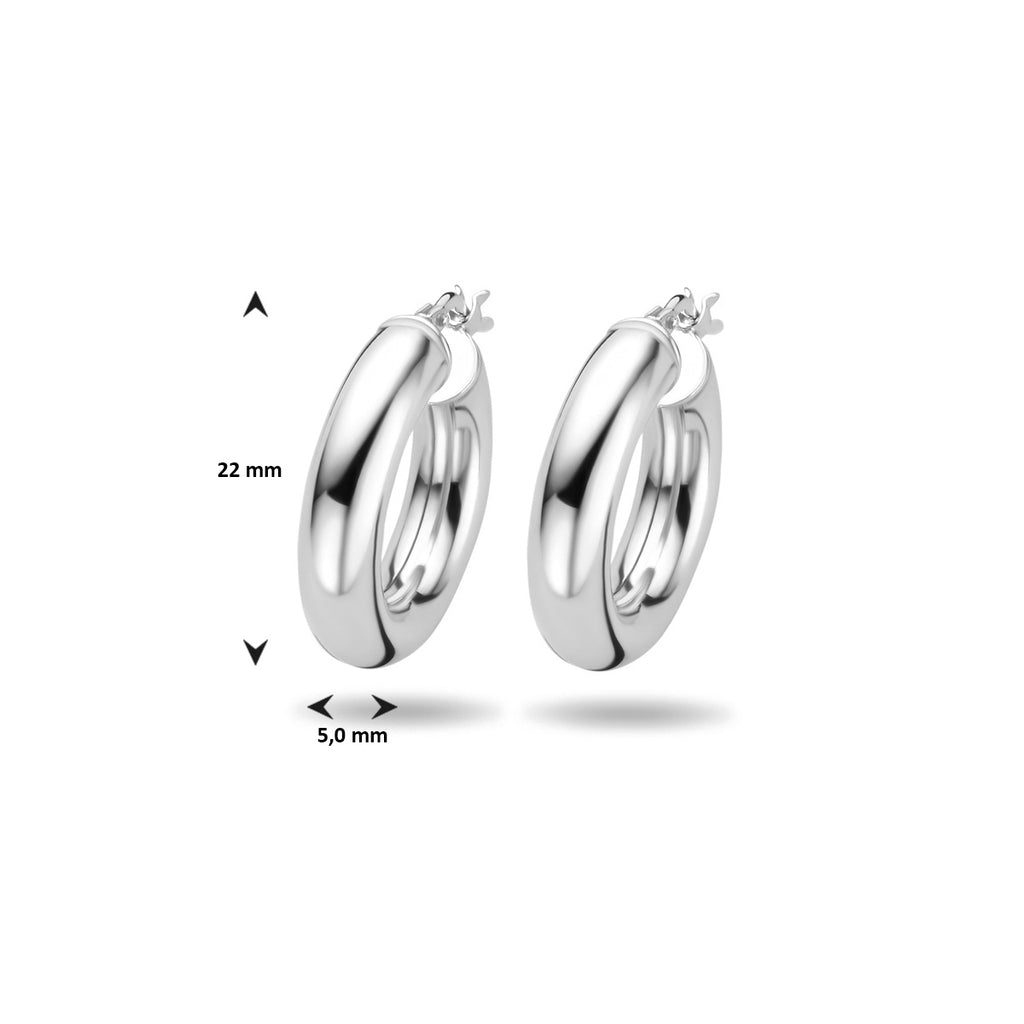 oorringen 5,0 mm ronde buis zilver gerhodineerd