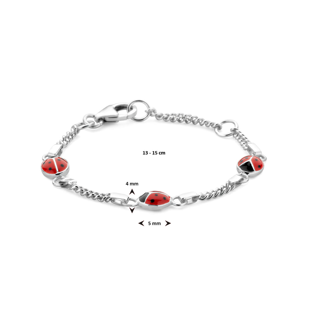 armband lieveheersbeestje emaille zilver wit