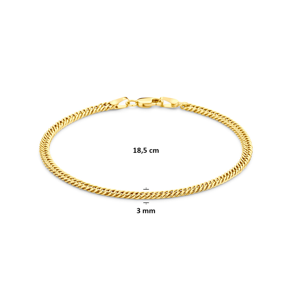armband massief 3 mm 18,5 cm Silgold (geel met zilverkern)