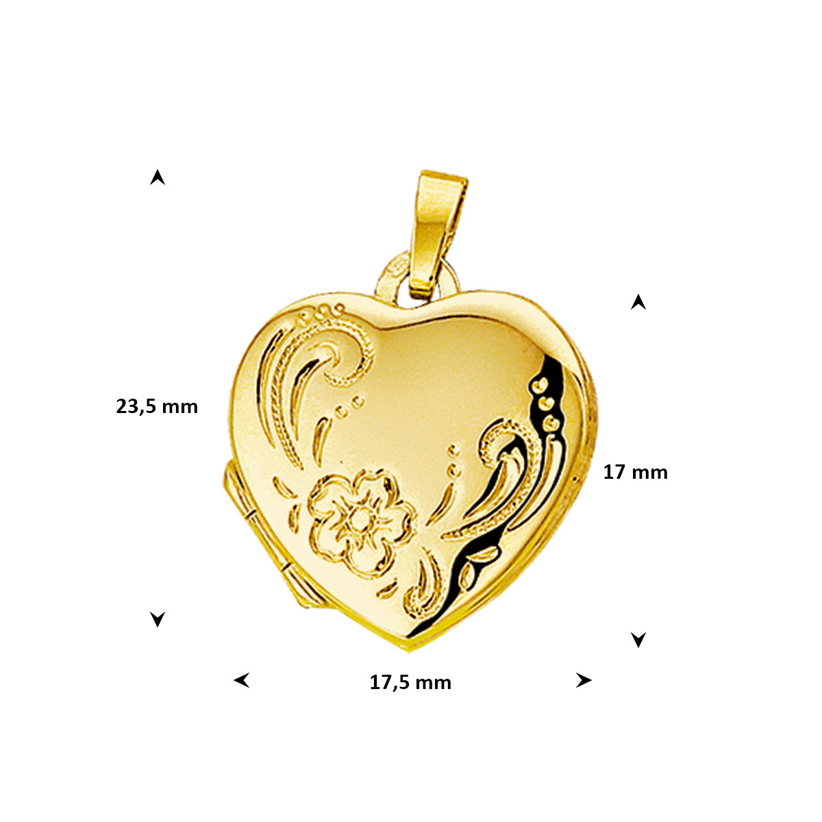 medaillon hart gravure 14K geelgoud