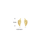 Ohrstecker Feder 8 mm 14K Gelbgold