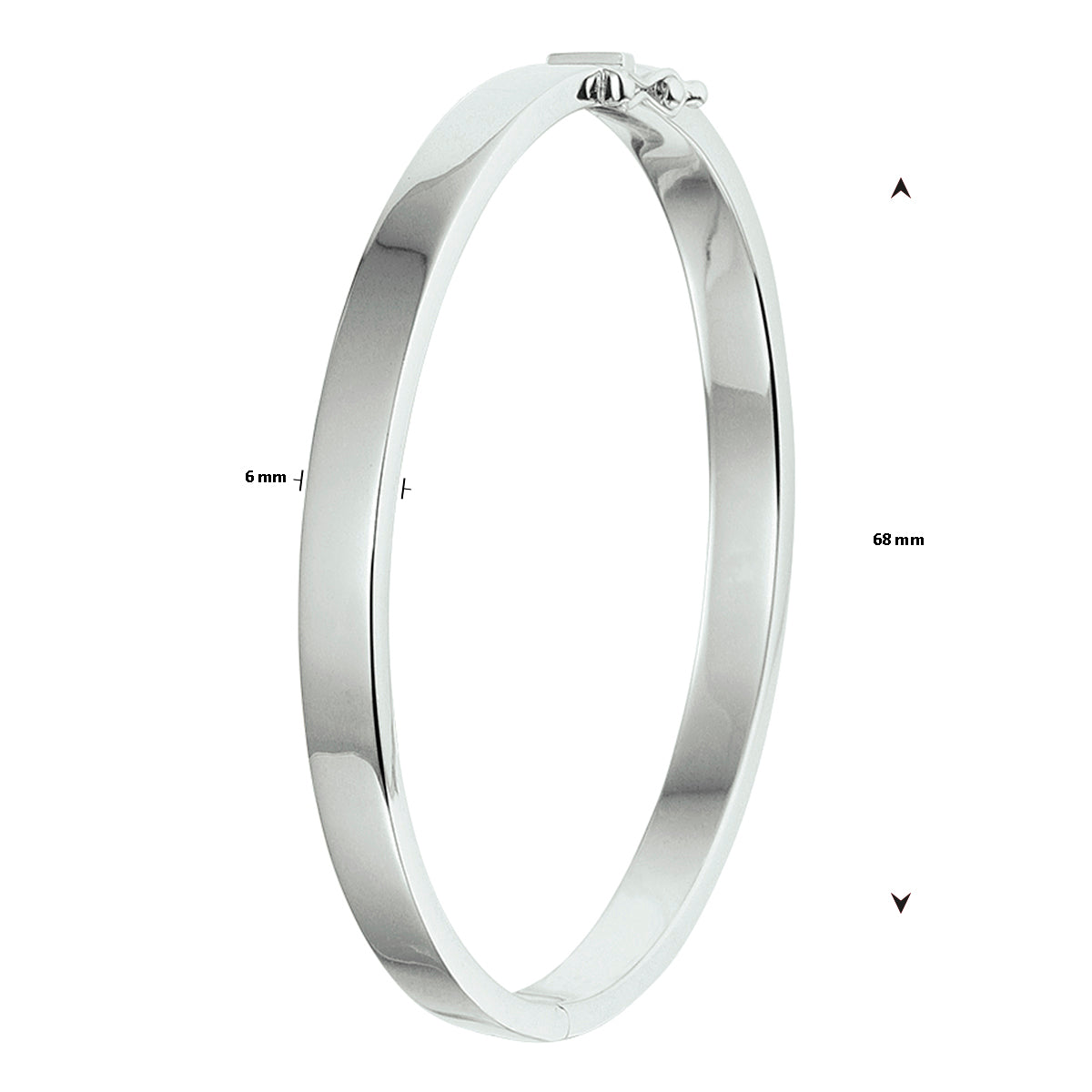 Armreifenscharnier massiv 6 mm Silber rhodiniert