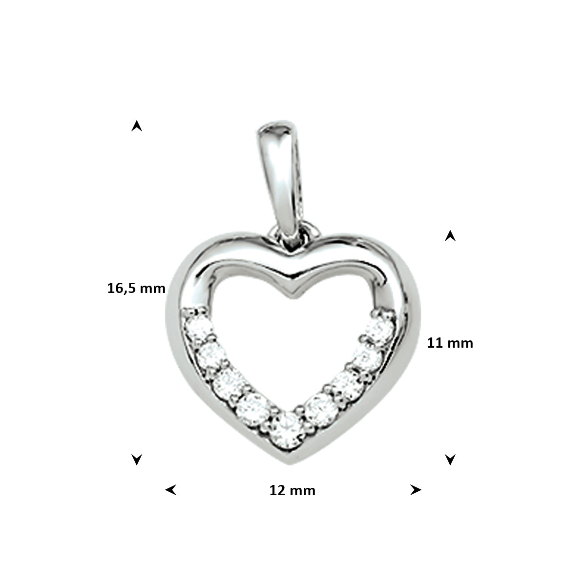 hanger hart zirkonia zilver gerhodineerd
