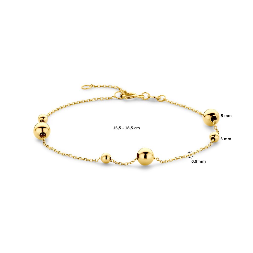Armband Kugeln 16,5 - 18,5 cm 14K Gelbgold