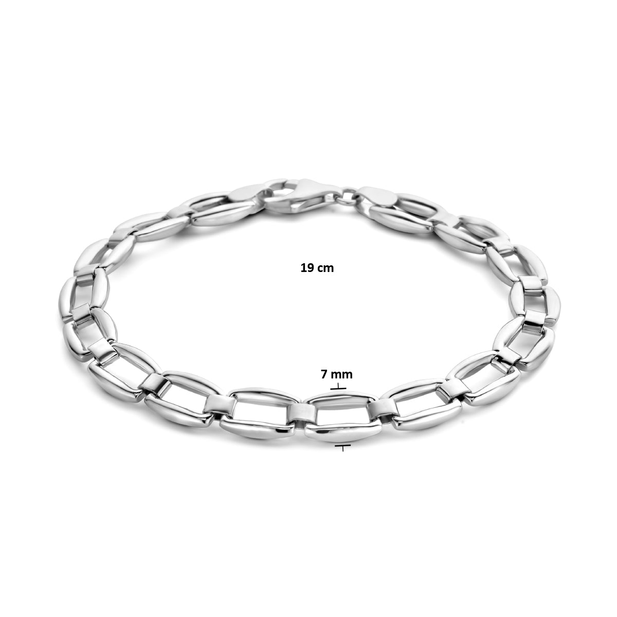 Armband 7,0 mm 19 cm Silber rhodiniert