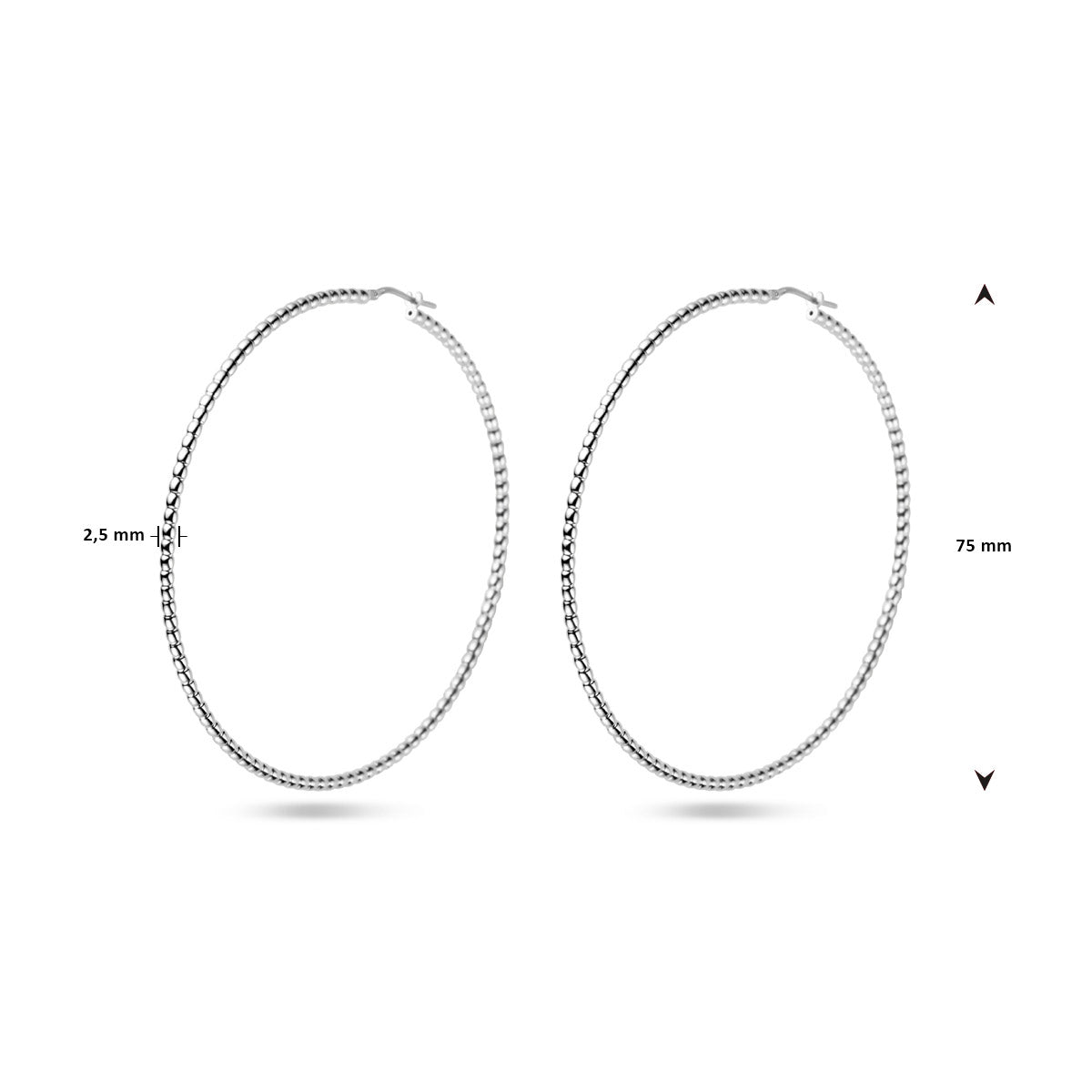 oorringen 2,5 mm zilver gerhodineerd