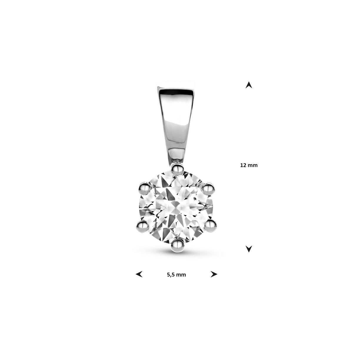 Anhänger Zirkonia 12 mm 14K Weißgold