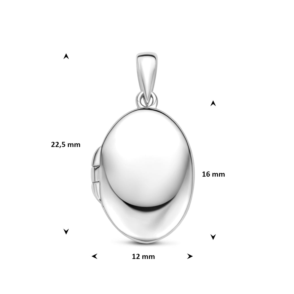 medaillon ovaal 16 mm zilver gerhodineerd