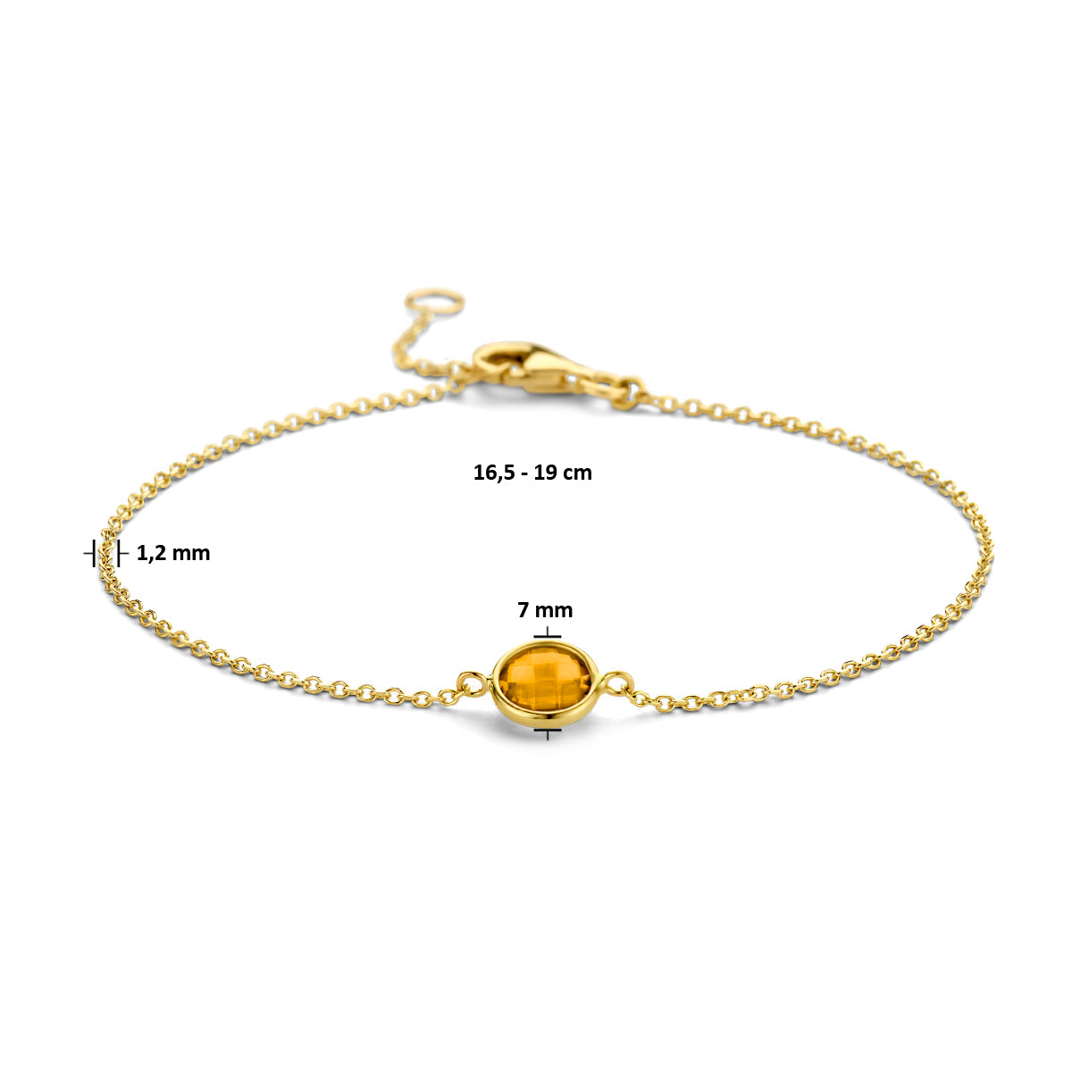 Citrin-Armband 16,5 - 19 cm 14K Gelbgold