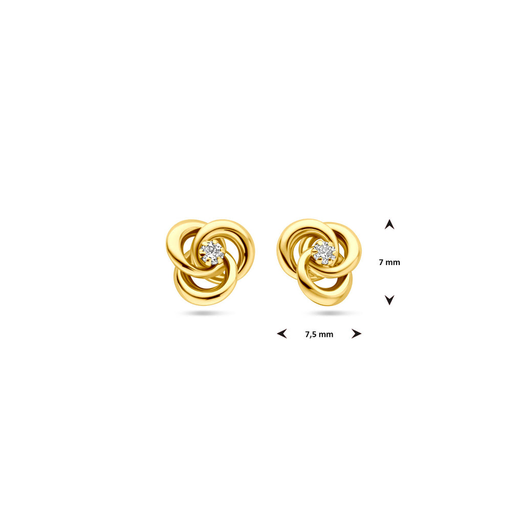 Ohrstecker Zirkonia 7 mm 14K Gelbgold