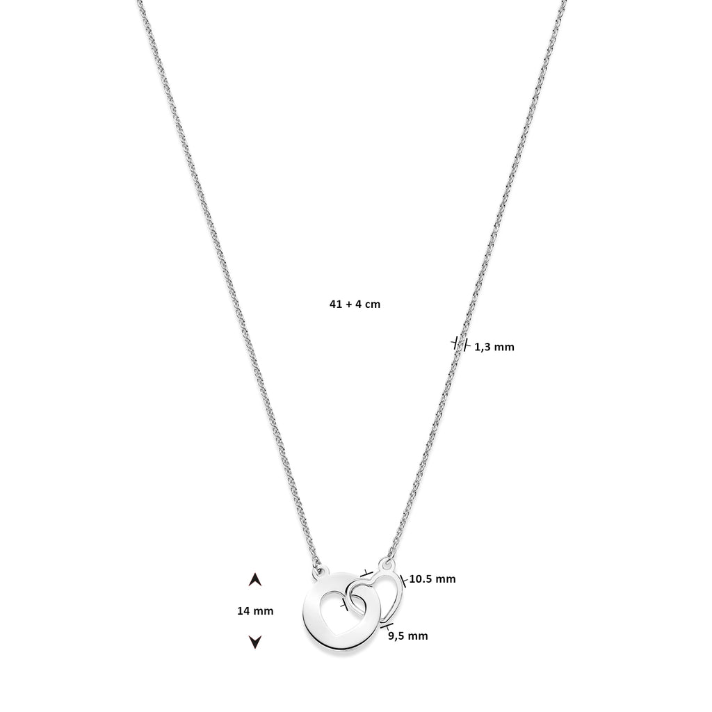 Halskette Herzen 1,3 mm 41 + 4 cm Silber rhodiniert