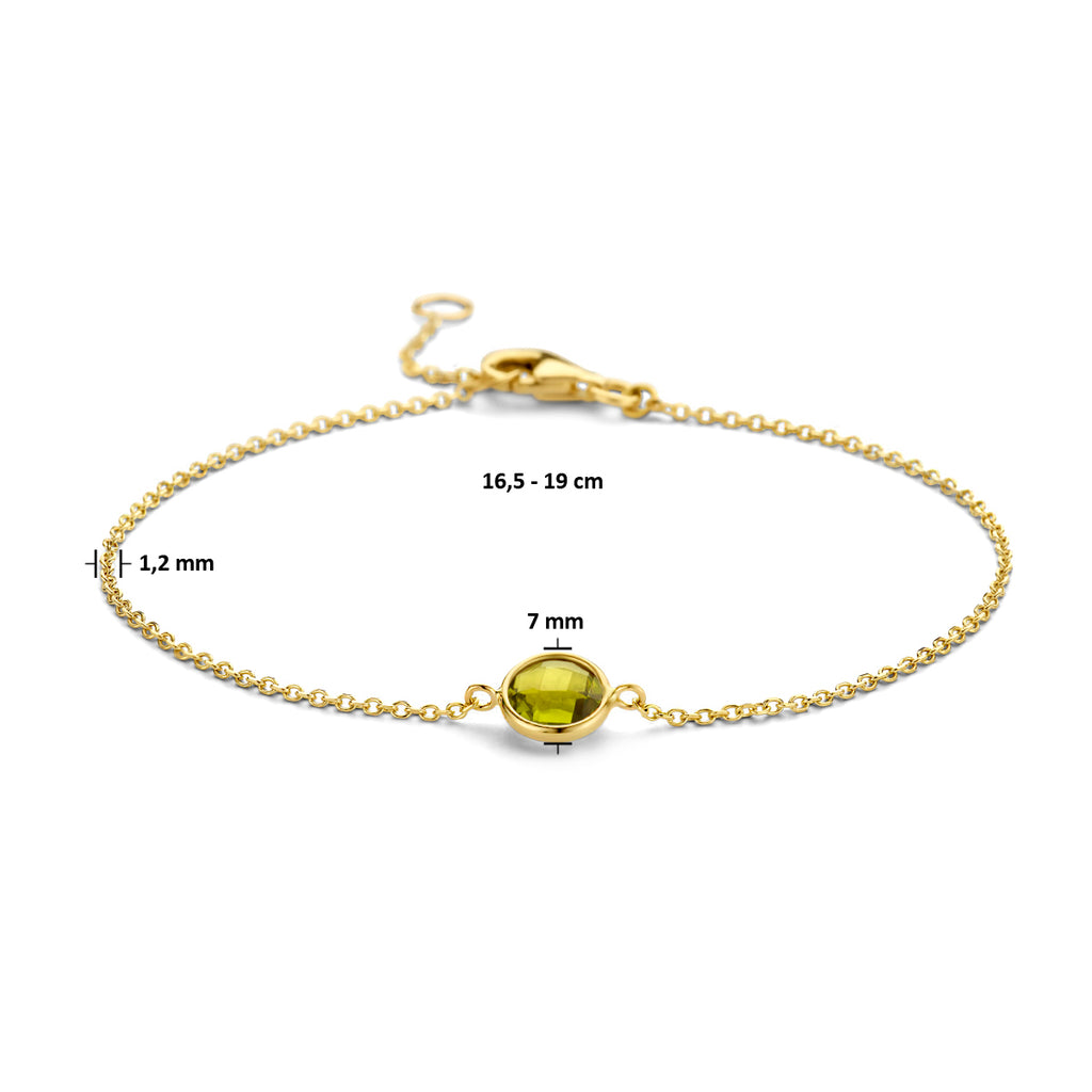 armband peridot 16,5 - 19 cm 14K geelgoud