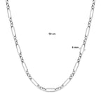Halskette 6 mm 50 cm rhodiniert Silber