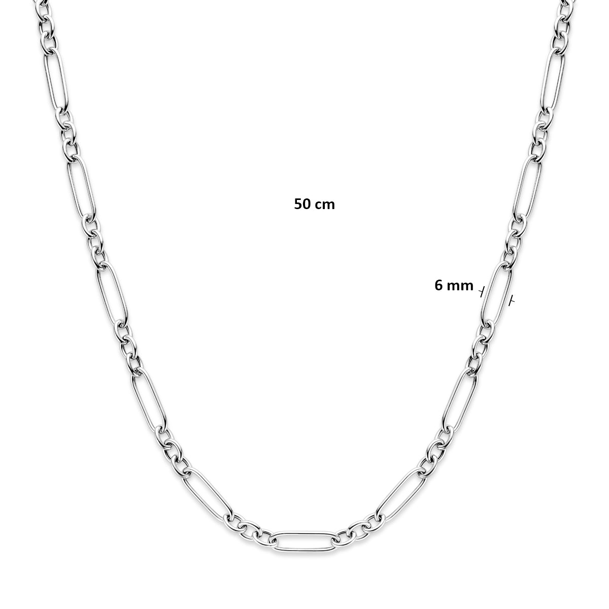 Halskette 6 mm 50 cm rhodiniert Silber