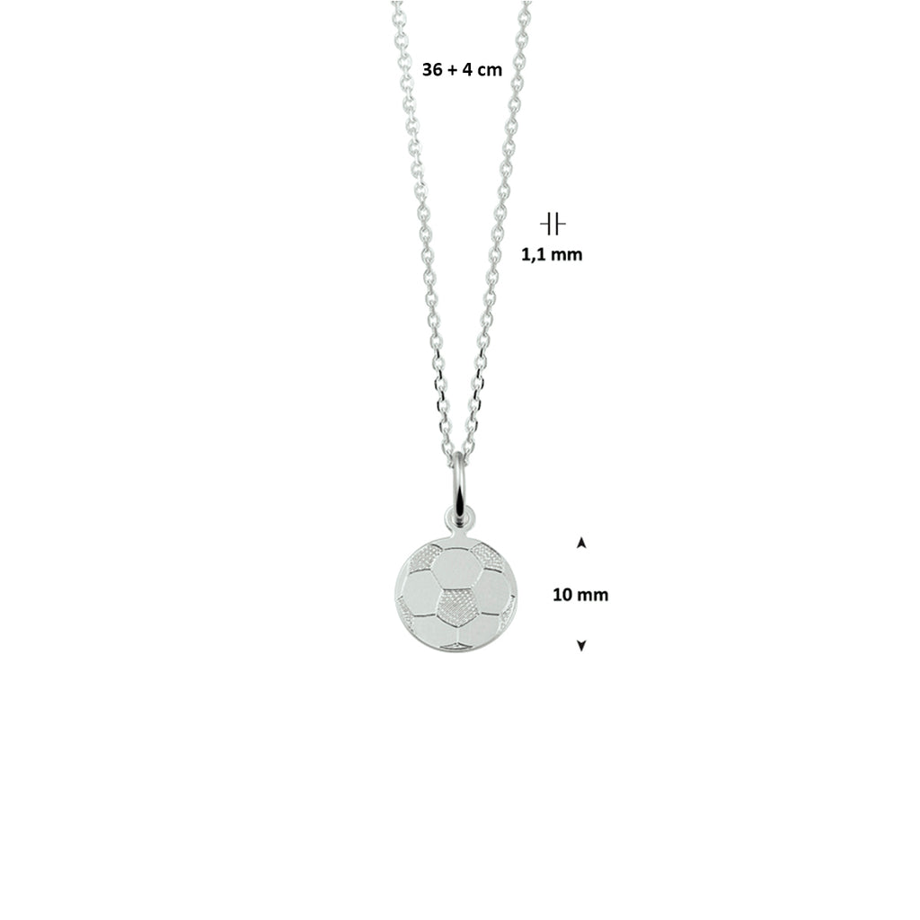 Halskette Fußball 36 + 4 cm Silber weiß