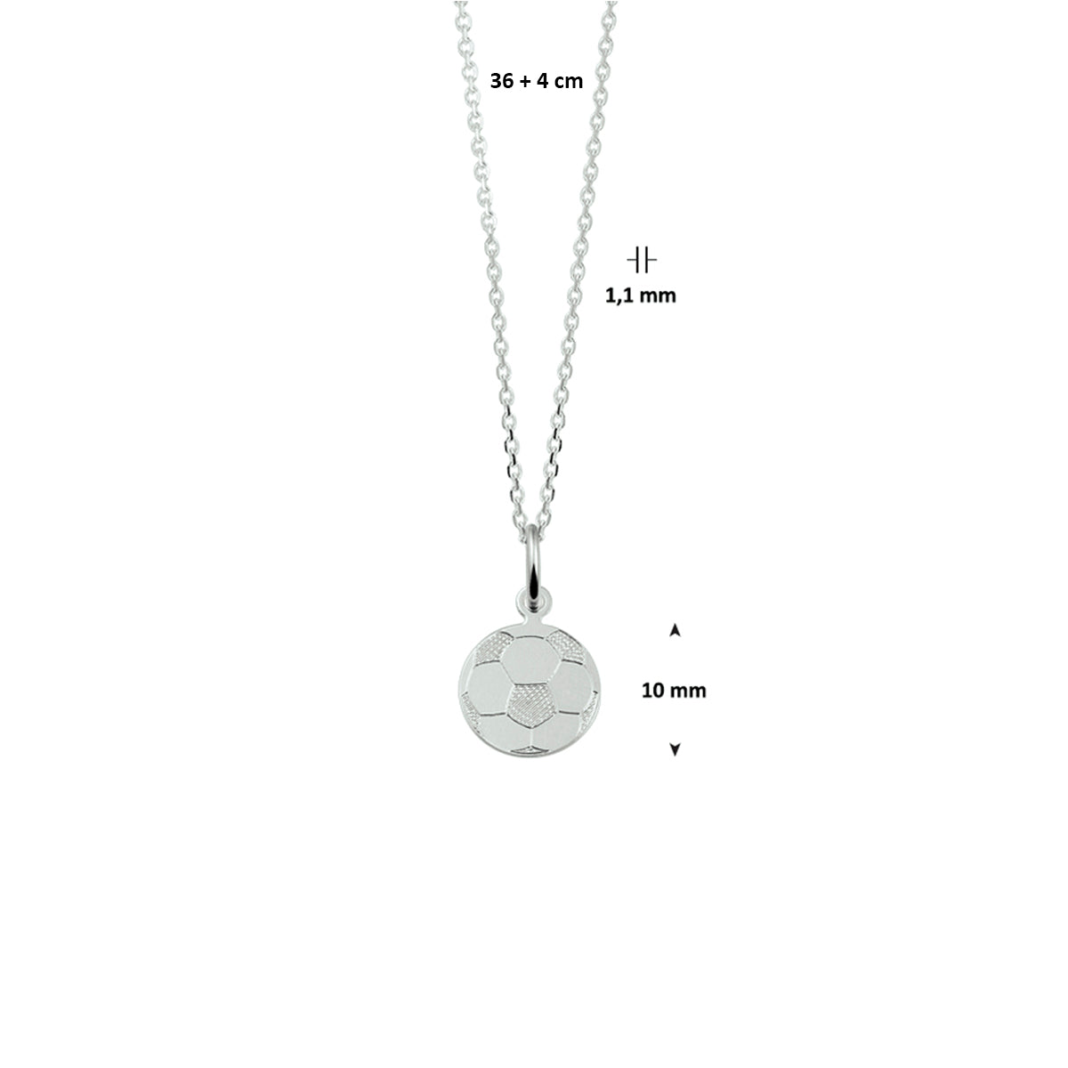 Halskette Fußball 36 + 4 cm Silber weiß
