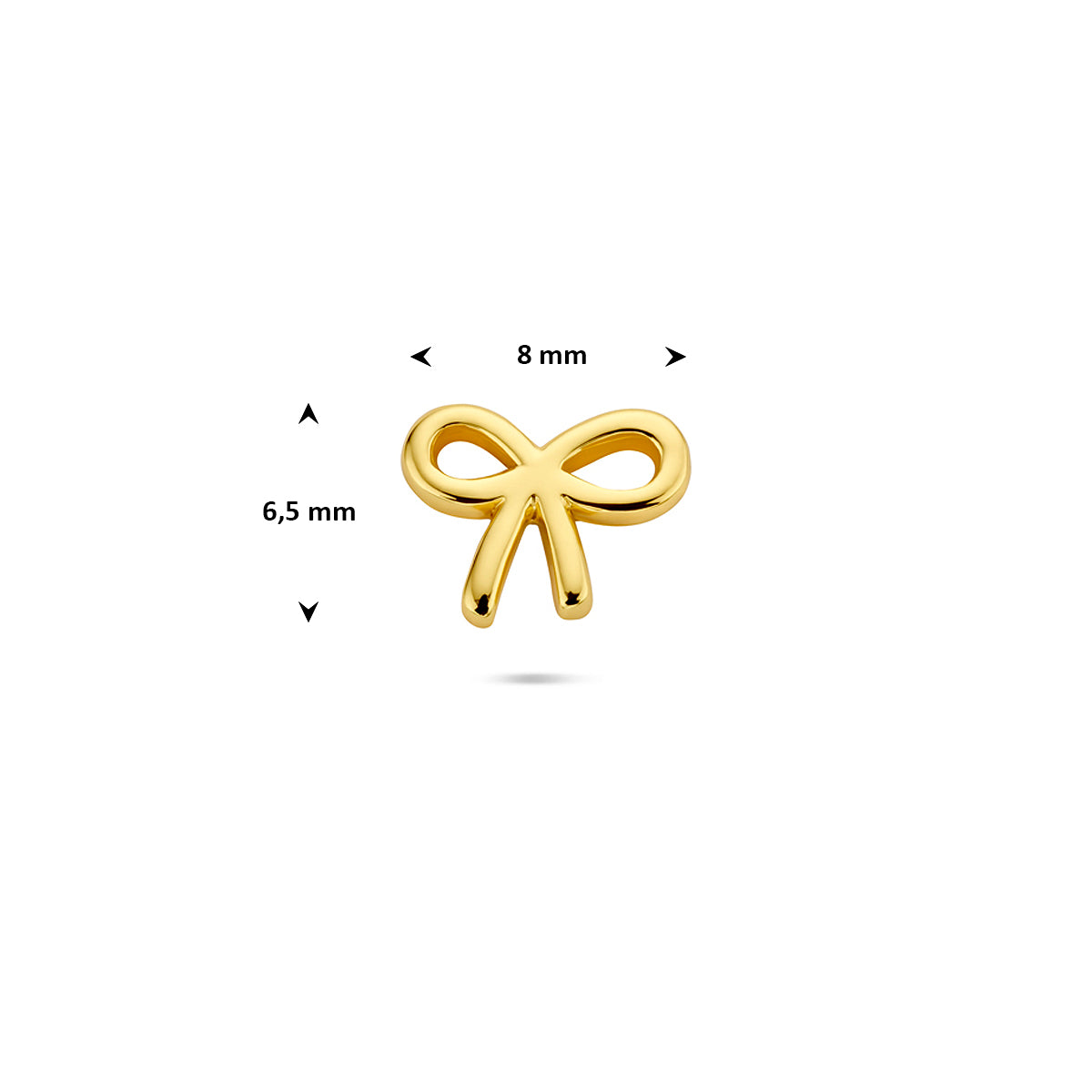 flat back piercing strik 6,5 mm 1 micron zilver verguld (geel)