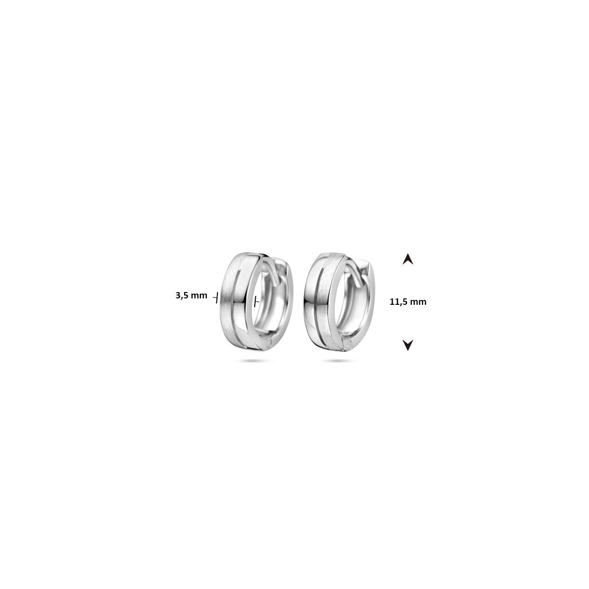 Klappohrringe flach poliert/matt 11,5 mm Silber rhodiniert