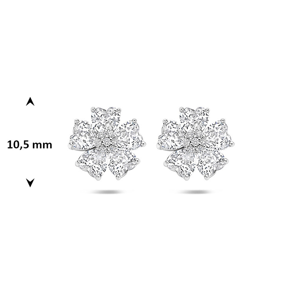 oorknoppen zirkonia 10.5 mm zilver gerhodineerd