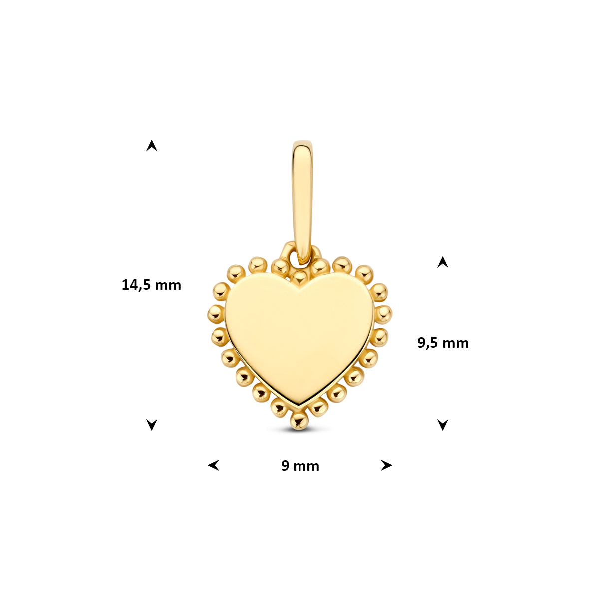 hanger hart 9,5 mm 14K geelgoud