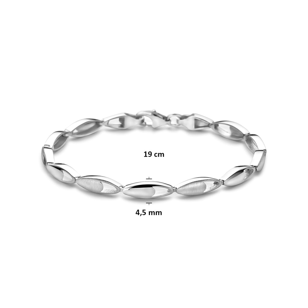 Armband poly/matt 4,5 mm 19 cm Silber rhodiniert