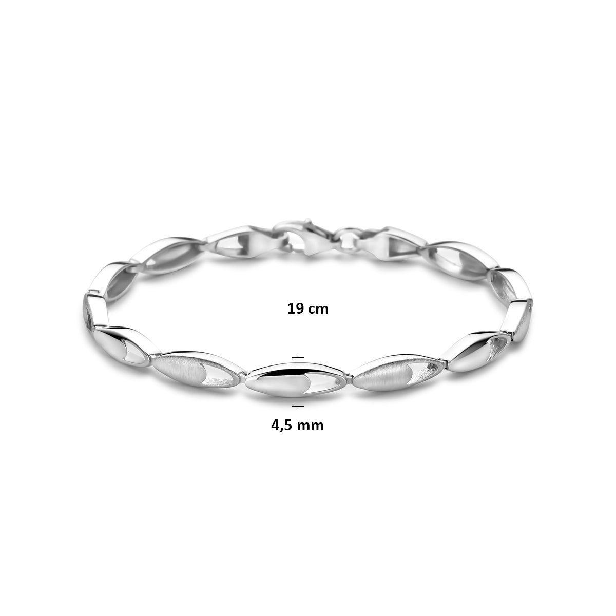 Armband poly/matt 4,5 mm 19 cm Silber rhodiniert