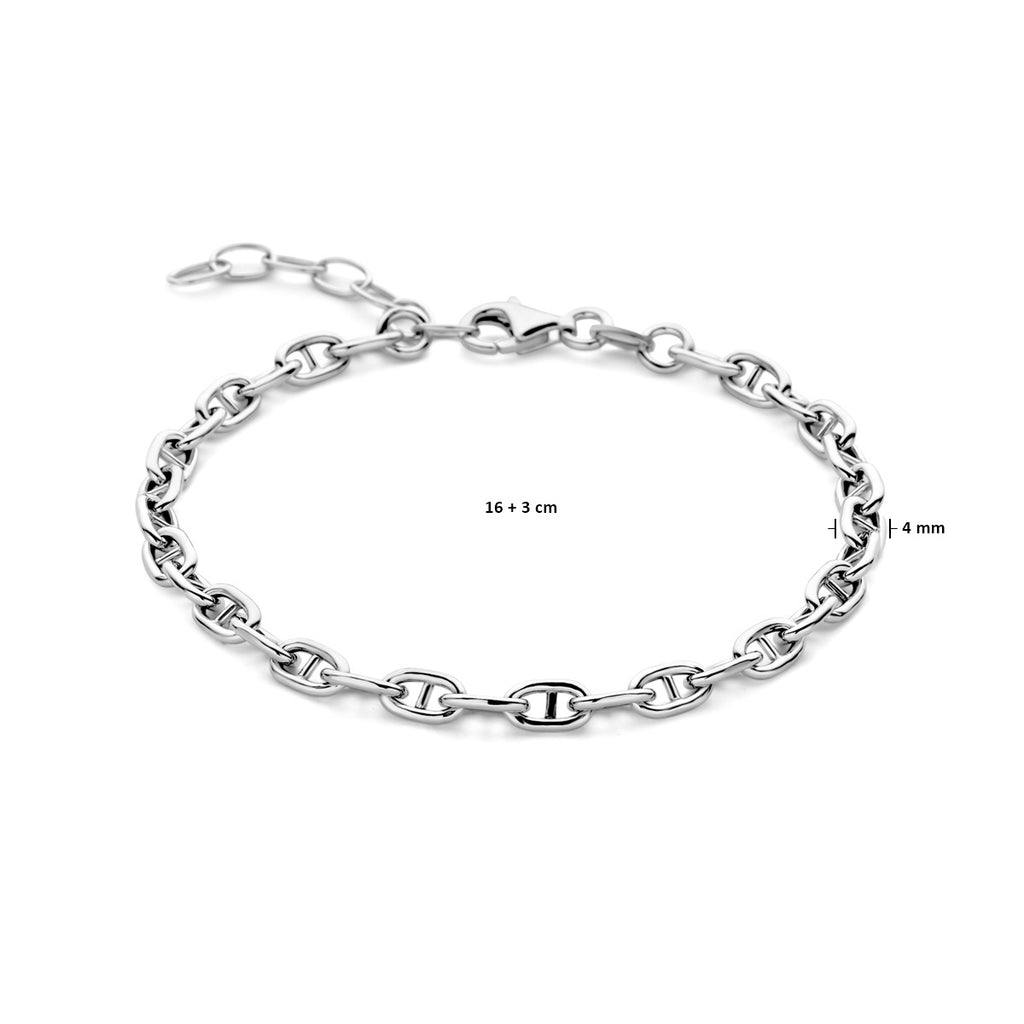Armband Marine Rundrohr 4,0 mm 16 + 3 cm Silber rhodiniert