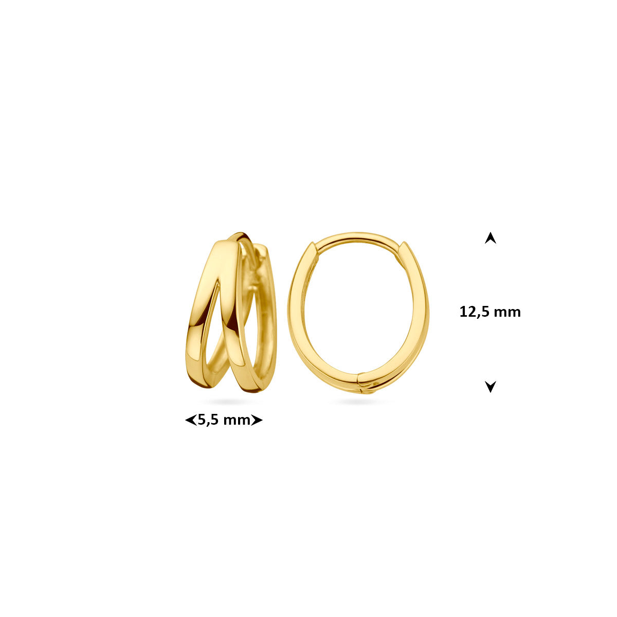 klapoorringen 12,5 mm 14K geelgoud