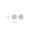 oorknoppen bloem zirkonia 7 mm zilver gerhodineerd