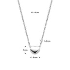 collier hartje 41 + 4 cm zilver gerhodineerd