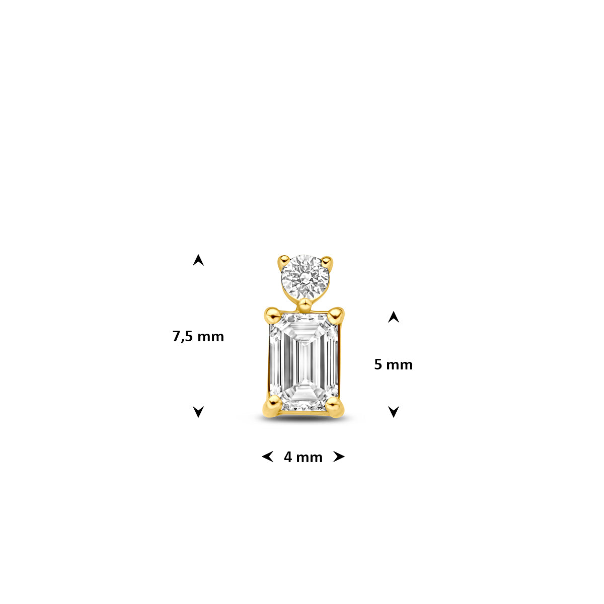 hanger lab grown diamant 0.33ct f vs 7,5 mm 14K geelgoud