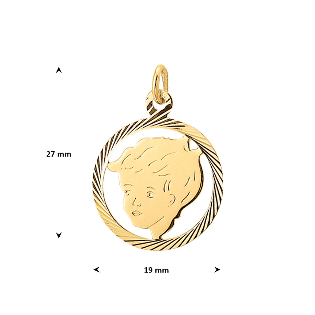 hanger jongen gediamanteerd 19 mm 14K geelgoud