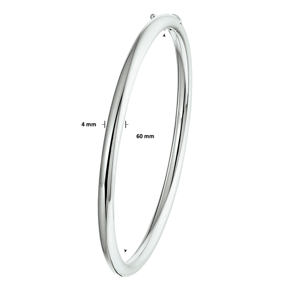 Armreif Scharnier Rundrohr 4 x 60 mm Silber rhodiniert