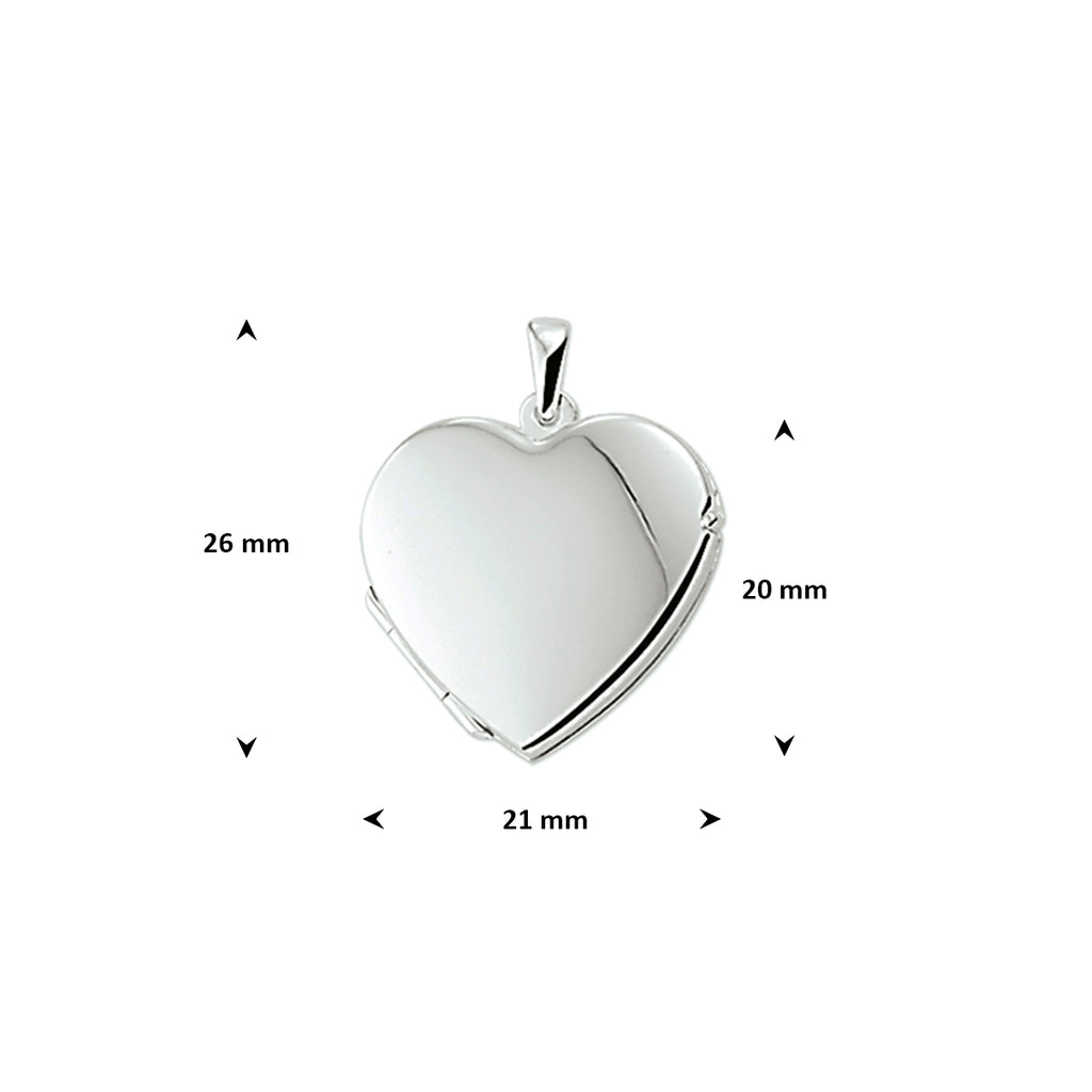 medaillon hart 20 mm zilver gerhodineerd