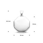medaillon 16 mm zilver gerhodineerd - 8-kant