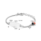graveerarmband lieveheersbeestje emaille plaat 6,5 mm 11 + 2 cm zilver gerhodineerd